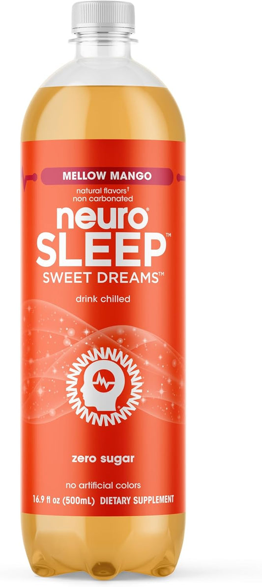 neuroSLEEP, Mellow Mango, Functional Beverage for Restful Sleep, Non-Carbonated, 16.9 Fl Oz (Pack of 12)